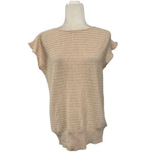celtic & co womens solid beige sweater top merino wool small
